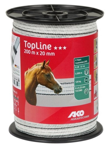 Taralint AKO TopLine valge/must 20mm/200m